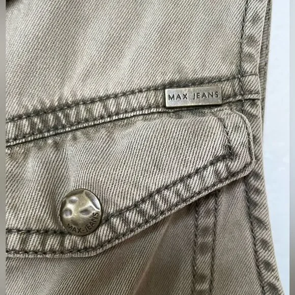 Max Jeans Olive Green long Utility Cargo Vest with pockets barn jacket size S - Picture 4 of 12